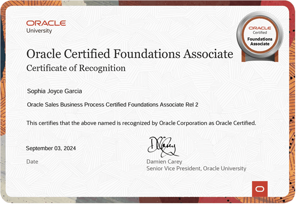 Oracle Sales Business Process Certified Foundations Associate Rel 2